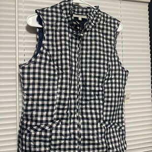 Black and White Checkered Puffer Vest